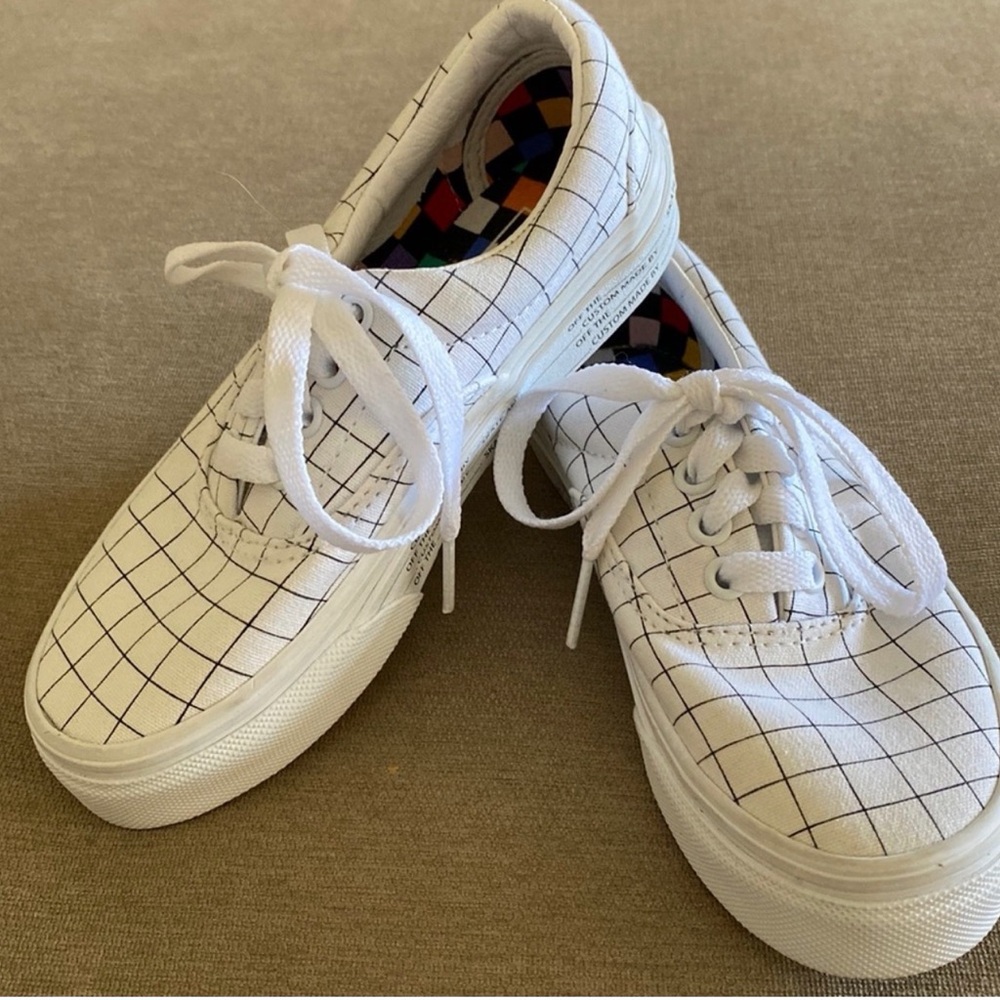 NWOB Vans Customizable White Grid Pattern Sneakers - image 1